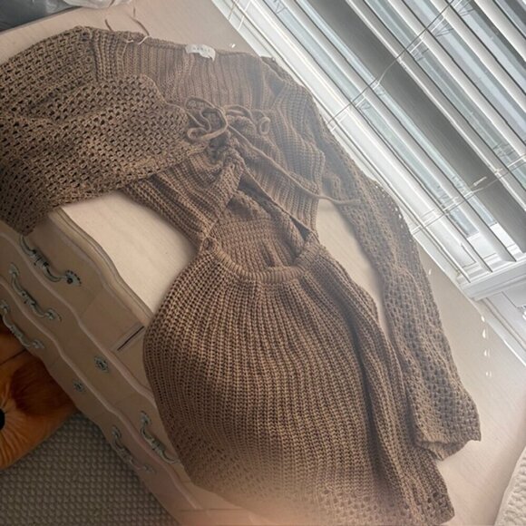 Hippie Girl Knit Cut Out Mini Dress - Picture 3 of 4